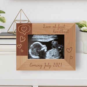 Love At First Heartbeat Personalized Wooden Frame