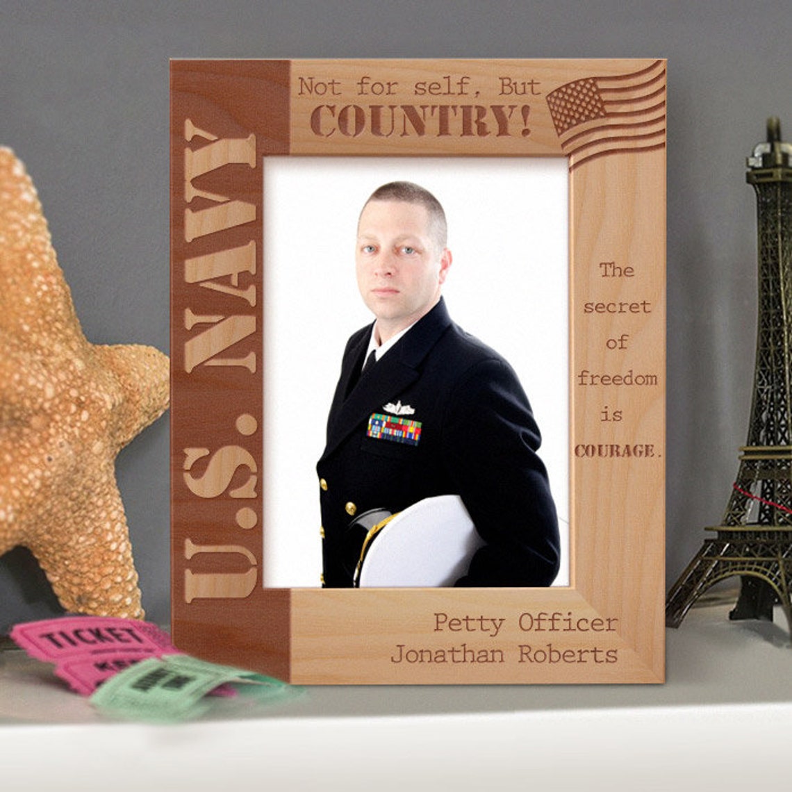 US Navy Picture Frame US Flag Engraved Frame Wooden Photo Etsy