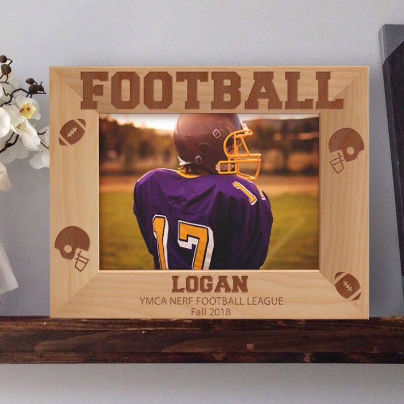 Football Picture Frame, Personalized Picture Frames, Wooden Picture