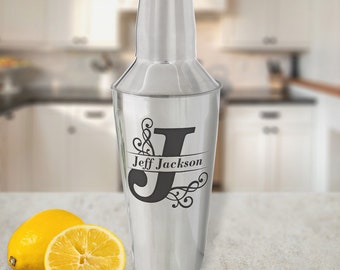 Custom Cocktail Bar Shaker, Personalized Martini Mixer, Customized Stainless Steel Drink Mixing Bartending Gift for Him/Her