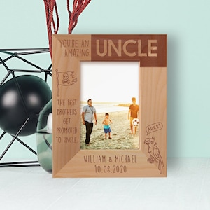 Custom Amazing Uncle Picture Frame – Personalized Wooden Photo Frame, Engraved Gift for Uncle, Best Uncle Gift from Nephew and Niece