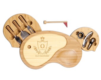 Personalized Golf Cheese Board Set with Name, Custom Name Bamboo Cutting Board, Personalized Bamboo Cheese Board Set, Wedding Gift, Cheese