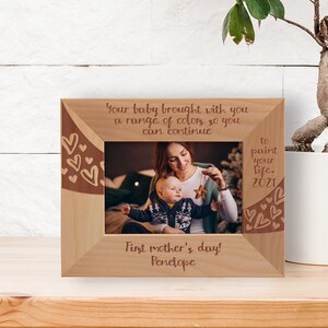 Personalized Mother Photo Frame, Custom Photo Frame, Wooden Frame, Gift Ideas For Mothers, Engraved Picture Frame, First Mothers Day Frame