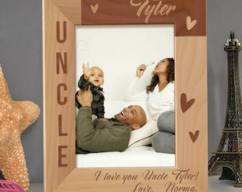 Uncle Picture Frame, Personalized Photo Frame, Engraved Wooden Frame, Uncle's Birthday Gift, Thanksgiving Gift, Get Together Gifts for Uncle
