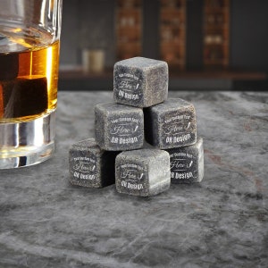 Whiskey Stones Personalized Gift for Him,  9 Piece Custom Engraved Scotch Drink Rocks Set, Customized Bourbon Cubes Gifts for Men, Groomsman