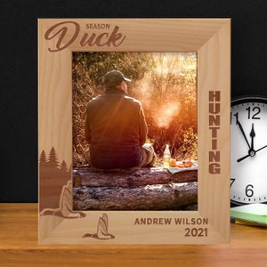 Personalized Hunting Photo Frame, Custom Picture Frame, Engraved Picture Frame, Wooden Photo Frame, Duck Hunting Photo Frame, Friends Gift