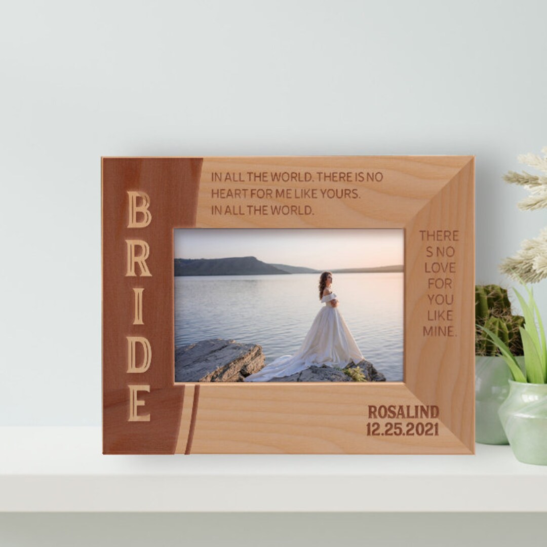 Personalized Bride Picture Frame, Engraved Unique Wooden Photo Frame ...