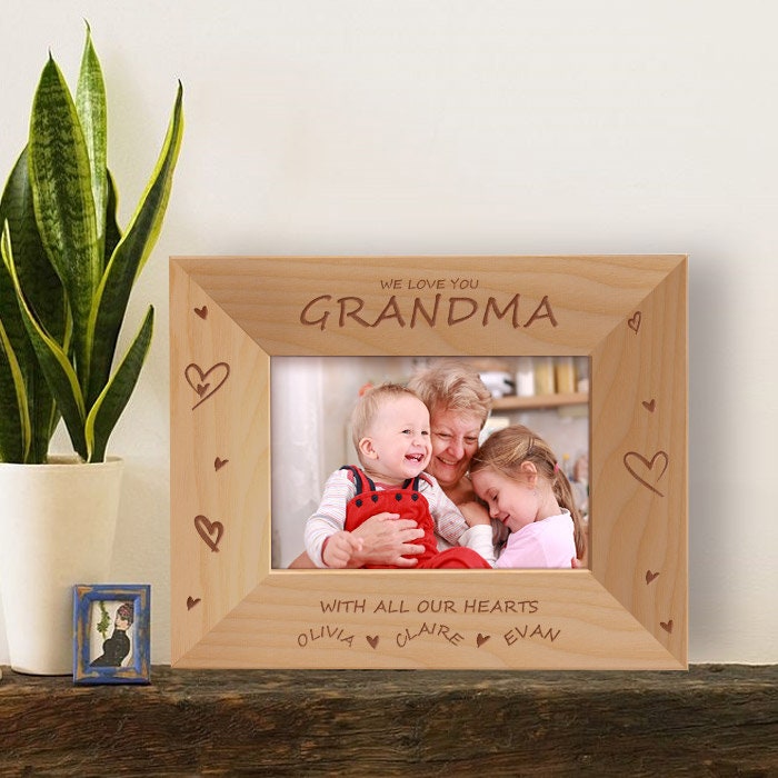 We Love You Grandma Frame Grandma Picture Frame Wooden Etsy