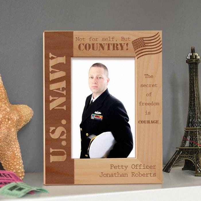 US Navy Picture Frame US Flag Engraved Frame Wooden Photo Etsy