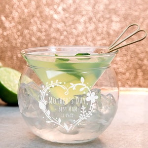 Custom Cocktail Glass, Personalized Etched Martini Glass, Engraved Unique Cocktail Chiller Glass, Engraved Cocktail Glass for Mother&#39;s Day