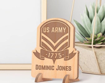Personalized Army Card, Customized United States Army Card, Engraved Army Gift, Wooden Army Sign Card, Custom US Army Wooden Card, Keepsake