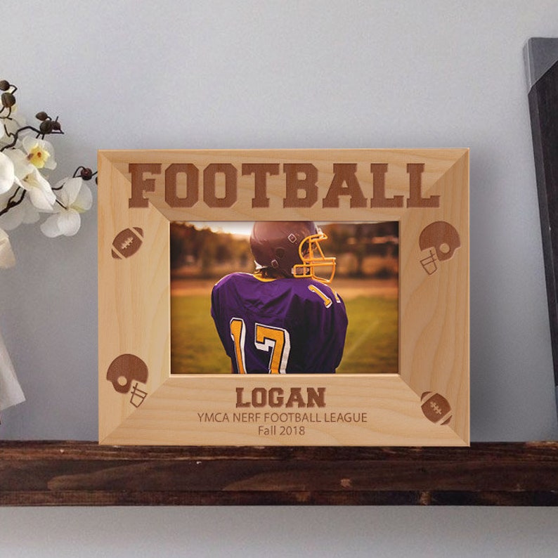 Football Picture Frame, Personalized Picture Frames, Wooden Picture