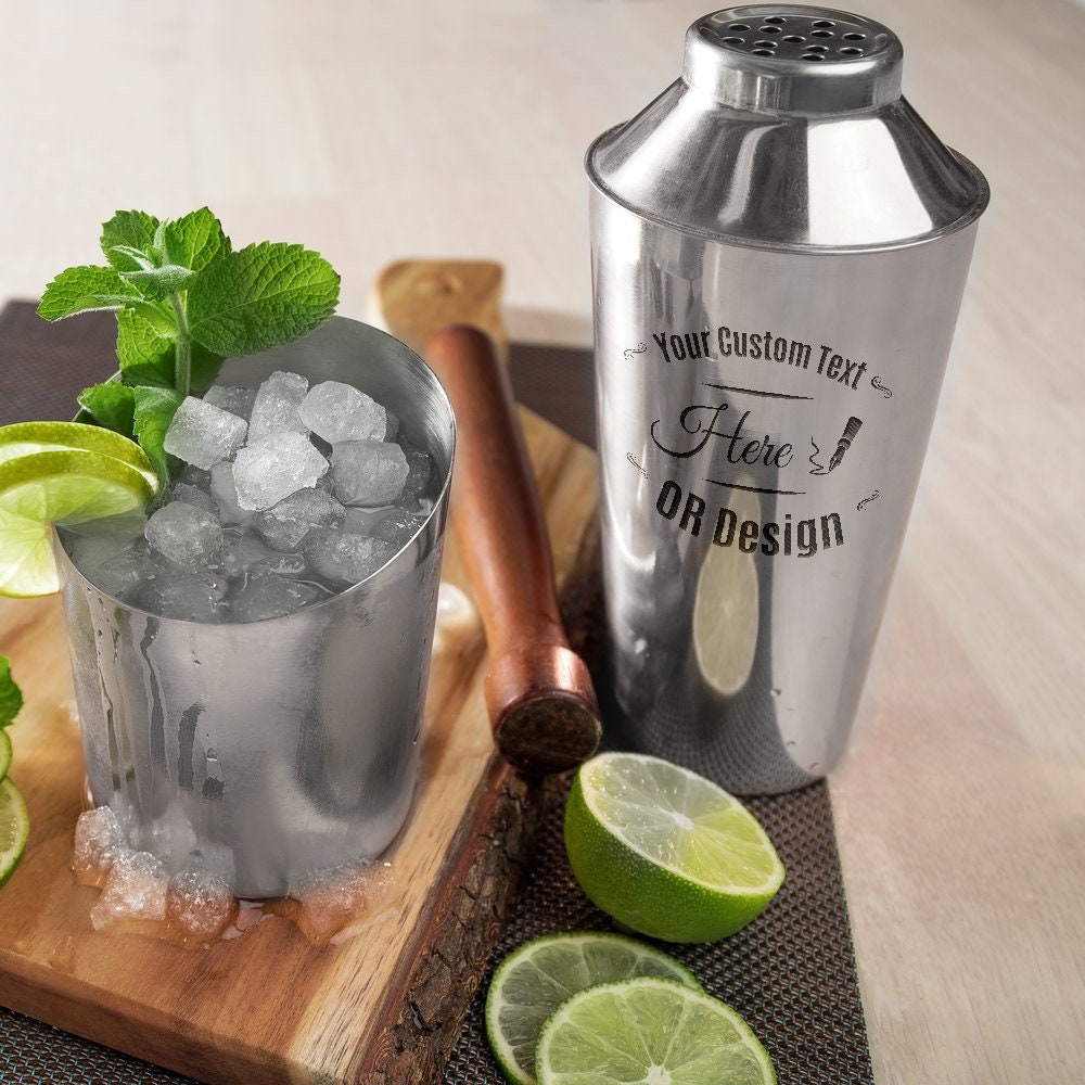 Personalized Cocktail Bar Shaker Custom Engraved Stainless Etsy