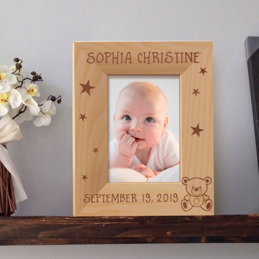 Personalized Baby Picture Frame, Custom Engraved Birthday Photo Frame ...