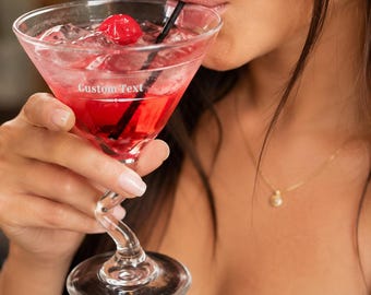 Personalized Martini Glass, Customized Unique Stem Libbey Glass, Engraved Martini/Cocktail Glass,  Monogram Martini Glass for Martini Lover