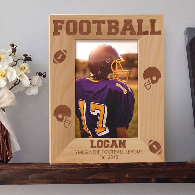 Football Picture Frame, Personalized Picture Frames, Wooden Picture