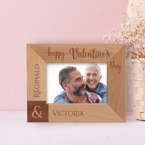 Custom Valentines Day Photo Frame, Personalized Picture Frame, Engraved Picture Frame, Wooden Frame, Couples Photo Frame, Lovers Gift Ideas