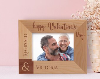 Custom Valentines Day Photo Frame, Personalized Picture Frame, Engraved Picture Frame, Wooden Frame, Couples Photo Frame, Lovers Gift Ideas