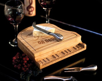 Personalized Piano Cheese Board: Engraved Wood Charcuterie Board