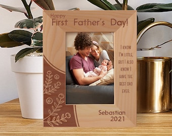 Custom Father Picture Frame, Personalized Photo Frame, Wooden Picture Frame, Fathers Day Gift Ideas, Engraved Best Dad Ever Picture Frame