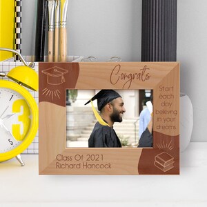 Personalized Graduation Photo Frame, Custom Picture Frame, Engraved Picture Frame, Wooden Picture Frame, Gift For Commencement Ceremony