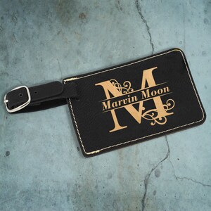 Personalized Luggage Tag, Customized Unique Leather Luggage Label, Engraved Leather Luggage Tag, Monogram Suitcase Tag for Travel
