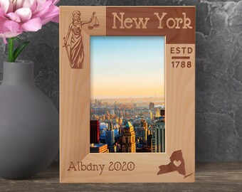 Custom Frame New York State, Personalized Picture Frame, Engraved Picture Frame, Wooden Picture Frame, Birthday Gift Ideas For Tourists