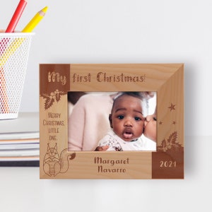 Custom Baby Photo Frame, Personalized Picture Frame, Engraved Little One Photo Frame, Wooden Picture Frame, Christmas Gift For New Parents