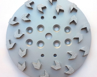 2PK 10 "Pro Concrete Grinding Head Disc Plate para Edco, Husqvana, MK, Blastrac, Diamond Products Floor Grinders-20 Arrow Segments, Calidad Premium