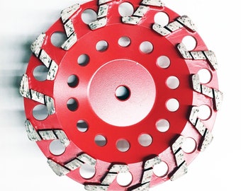 Disco de diamante de copa para amolar, paquete de 2, de 7", con segmentos S agresivos, grano n.° 20/25, eje de 5/8"-11, calidad premium, garantía de calidad.