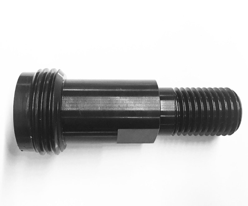 May include: Black metal connector with a threaded end and a ribbed section.