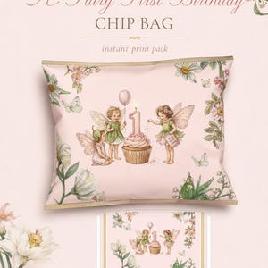 Fairy 1st Birthday Party Print Pack, Treat Bag Toppers, Wrappers, Banner (Digital Download) image 7