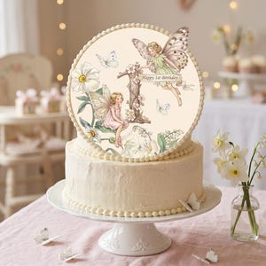 妖精のフローラルケーキトッパー、魔法のような1歳の誕生日、幻想的なデザイン（デジタルダウンロード） 画像 2