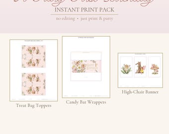 Fairy 1st Birthday Party Print Pack, Treat Bag Toppers, Wrappers, Banner (Digital Download)