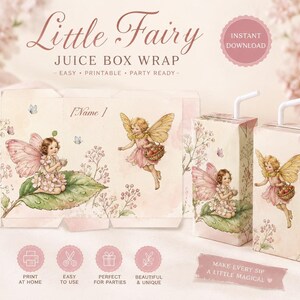 Fairy Juice Box Wraps, Editable Birthday Party Labels (Instant Download) image 2