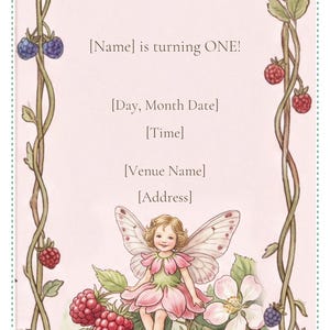 Invitación móvil para el primer cumpleaños con temática de hadas, invitación digital editable (1080x1920) imagen 2