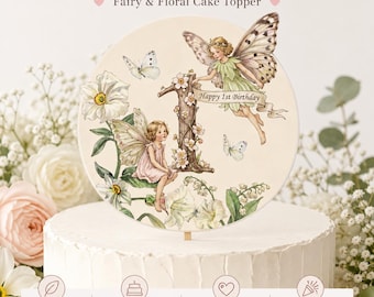 Fairy Floral Cake Topper, Magical 1st Birthday, Whimsical Design (Digital Download)
