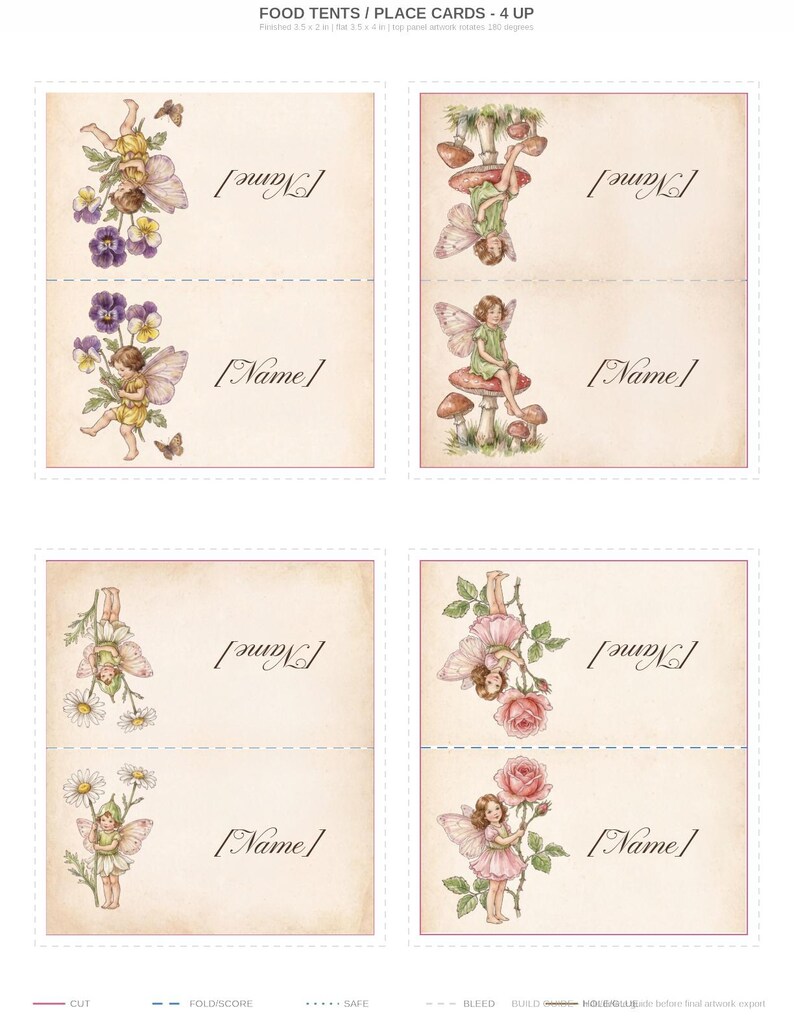 Fairy Food Tents Place Cards, Editable Printable Party Decor (Instant Download) image 3