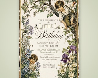Invitation d'anniversaire pour garçon, modèle vintage pour une fête champêtre (Canva + téléchargement PDF)