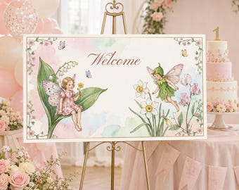 Fairy Welcome Sign, Editable Birthday Party Decor (Digital Download)