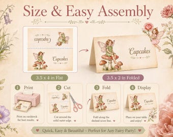 Fairy Food Tents Place Cards, Editable Printable Party Decor (Instant Download)