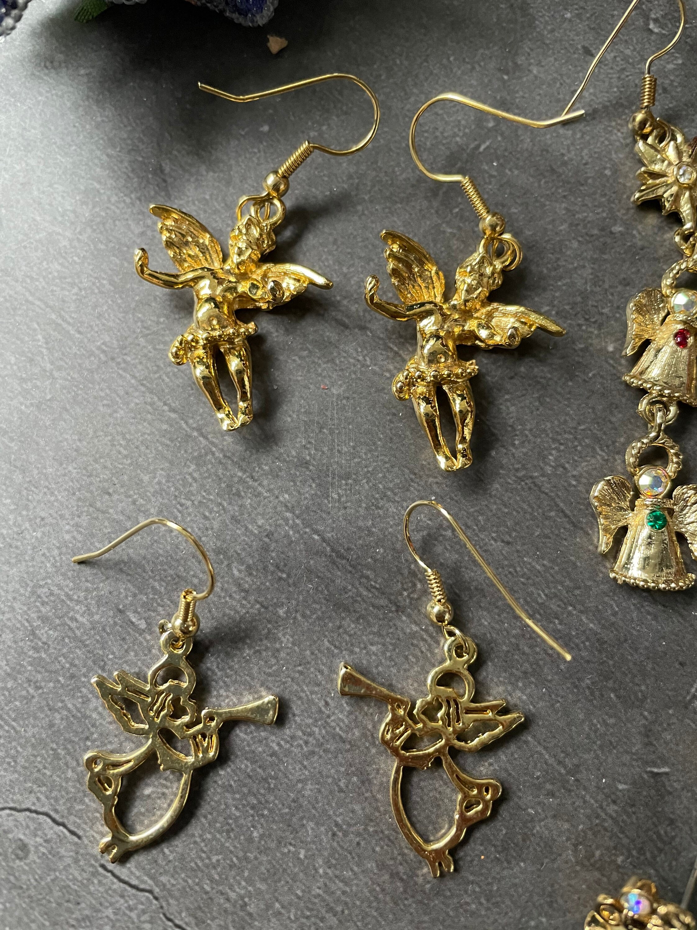 Vintage earrings LOT religious Christmas earrings cherub Etsy