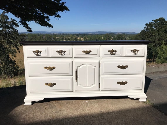 Sold Dresser Buffet Entertainment Center White Dark Chocolate Etsy