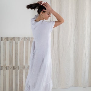 Linen dress ZOE . Linen tunic dress. White Summer linen dress. Long linen dress image 2