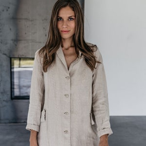 SALE 50% OFF. Linen jacket GRACE .Long linen jacket  Full length jacket. Long  Linen coat.