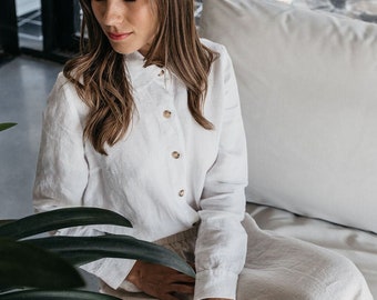 Linen shirt LETICIA .   Linen shirt  women,   tunic shirt , boho shirt , white  shirt