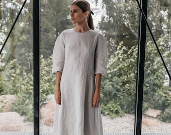 Linen dress BREE . Linen tunic dress, midi dress, linen clothing for women