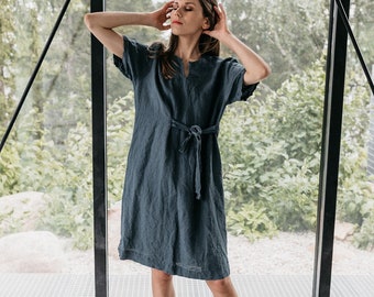Linen Dress Miami . Linen Tunic Dress. Linen Dress for Women. Linen Knee Length Dress