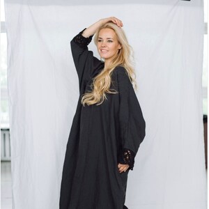 LACE , washed linen  Maxi dress