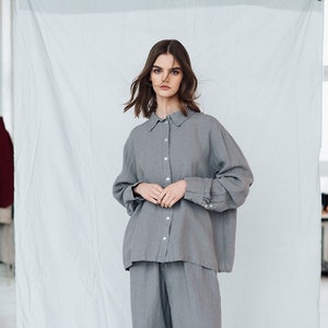 Linen shirt PAGE . Linen shirt women, oversize tunic shirt , boho shirt , white shirt image 1